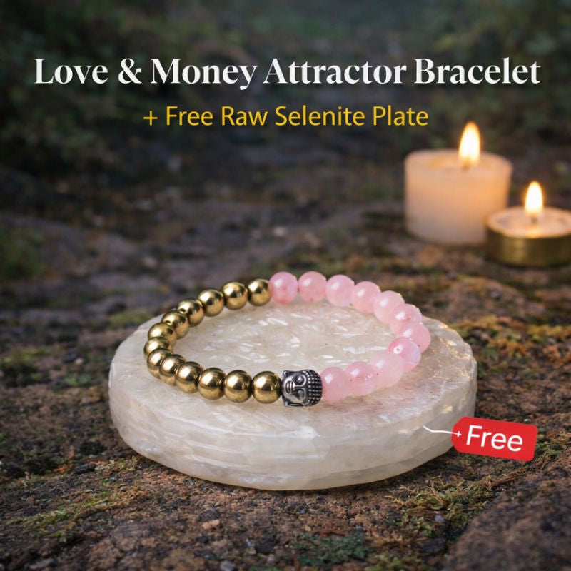 Love & Money Attractor Bracelet with FREE Raw Selenite Plate
