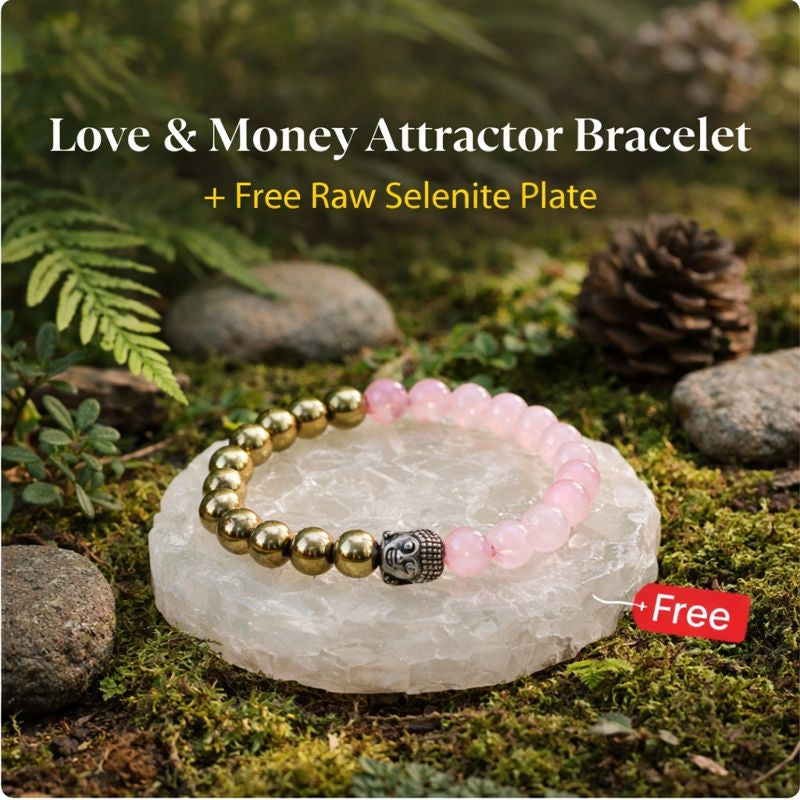 Love & Money Attractor Bracelet with FREE Raw Selenite Plate