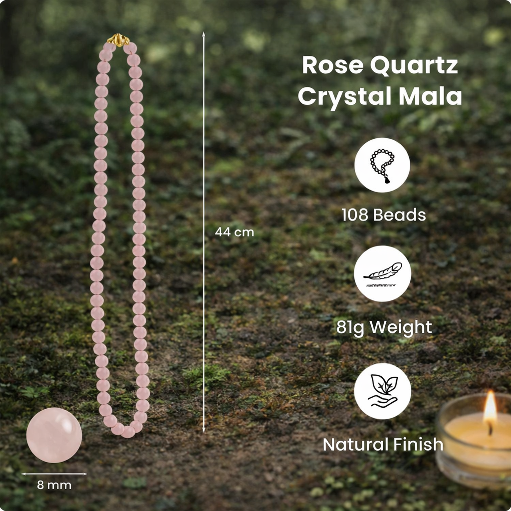 Rose Quartz Mala - 8mm || 108 Beads