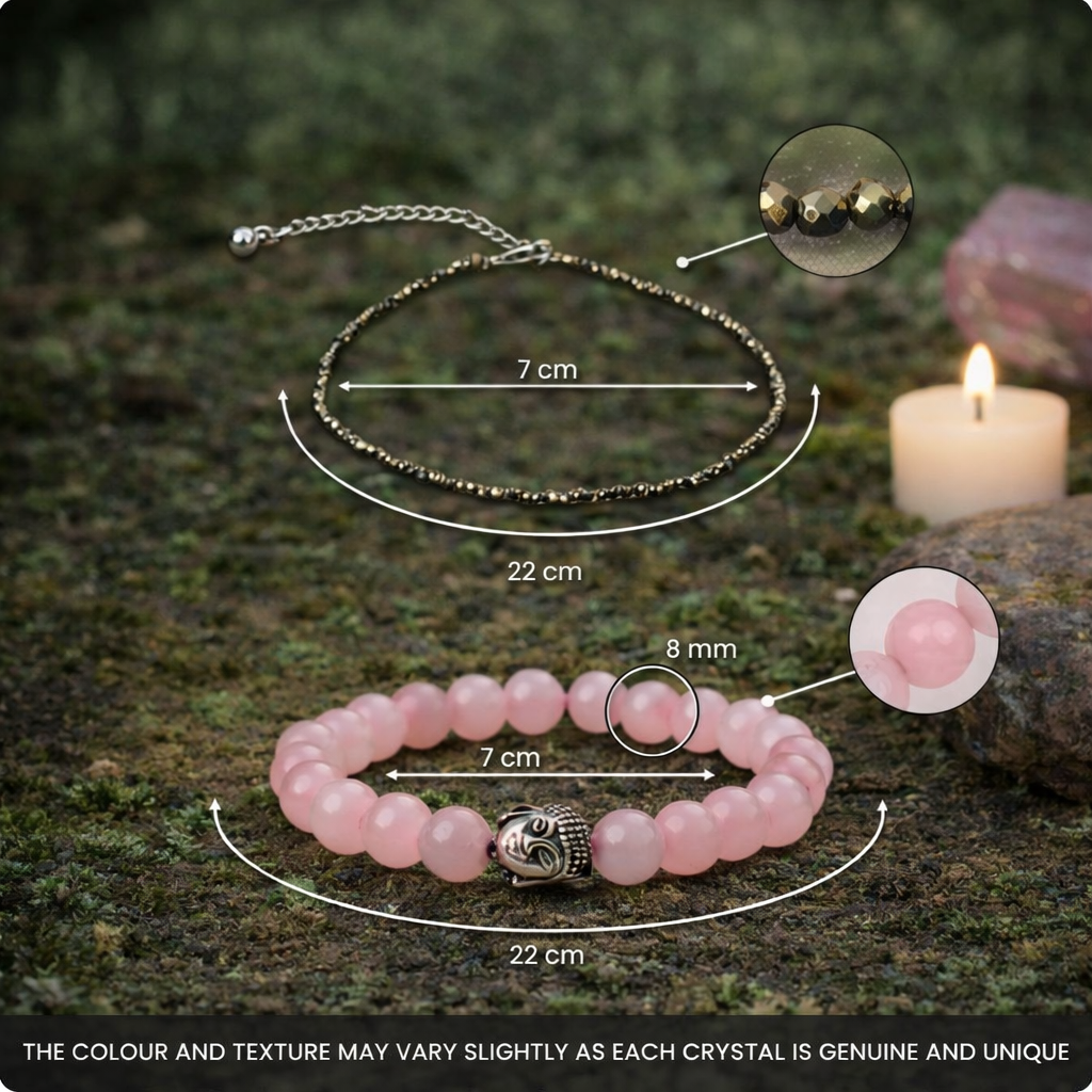Pyrite Anklet with FREE Rose Quartz Bracelet
