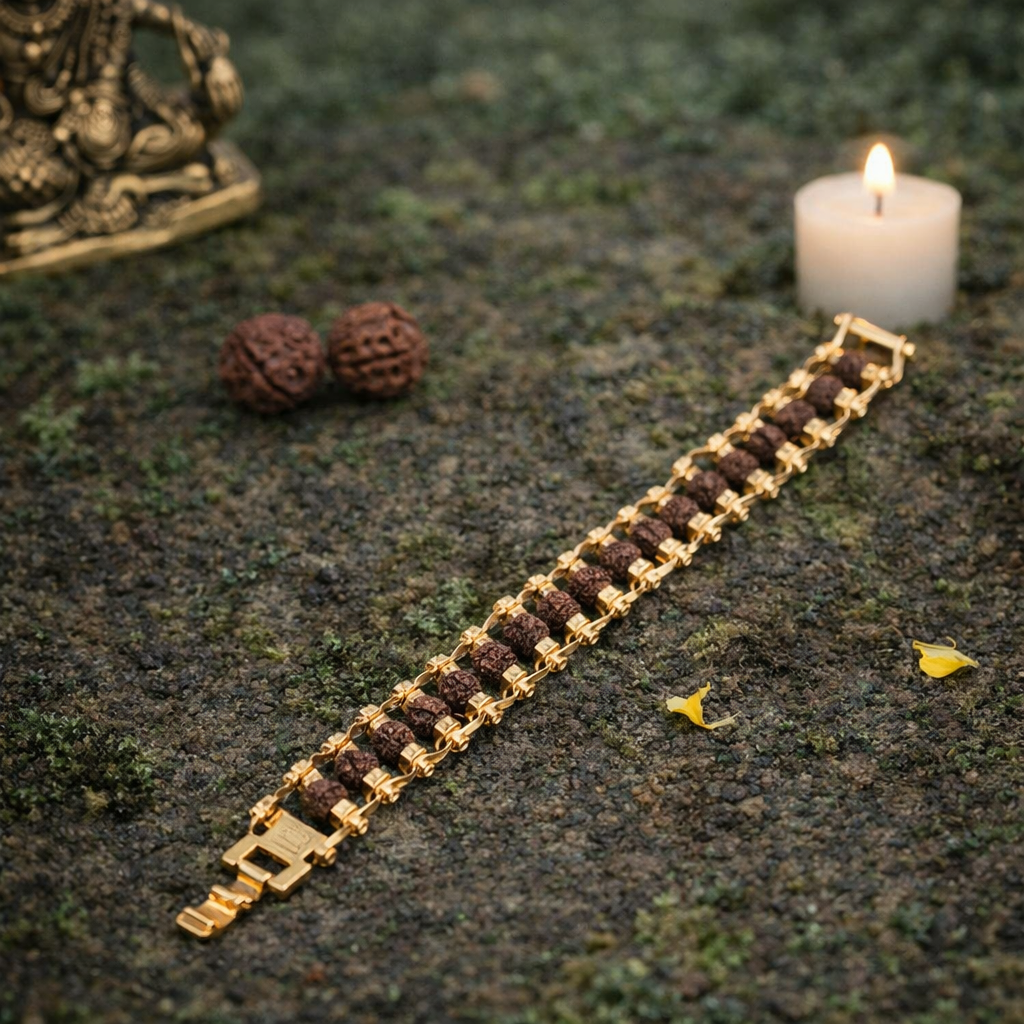 Gold Plated Rudraksha Bracelet