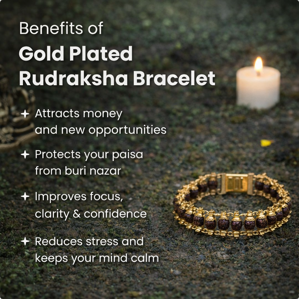 Gold Plated Rudraksha Bracelet