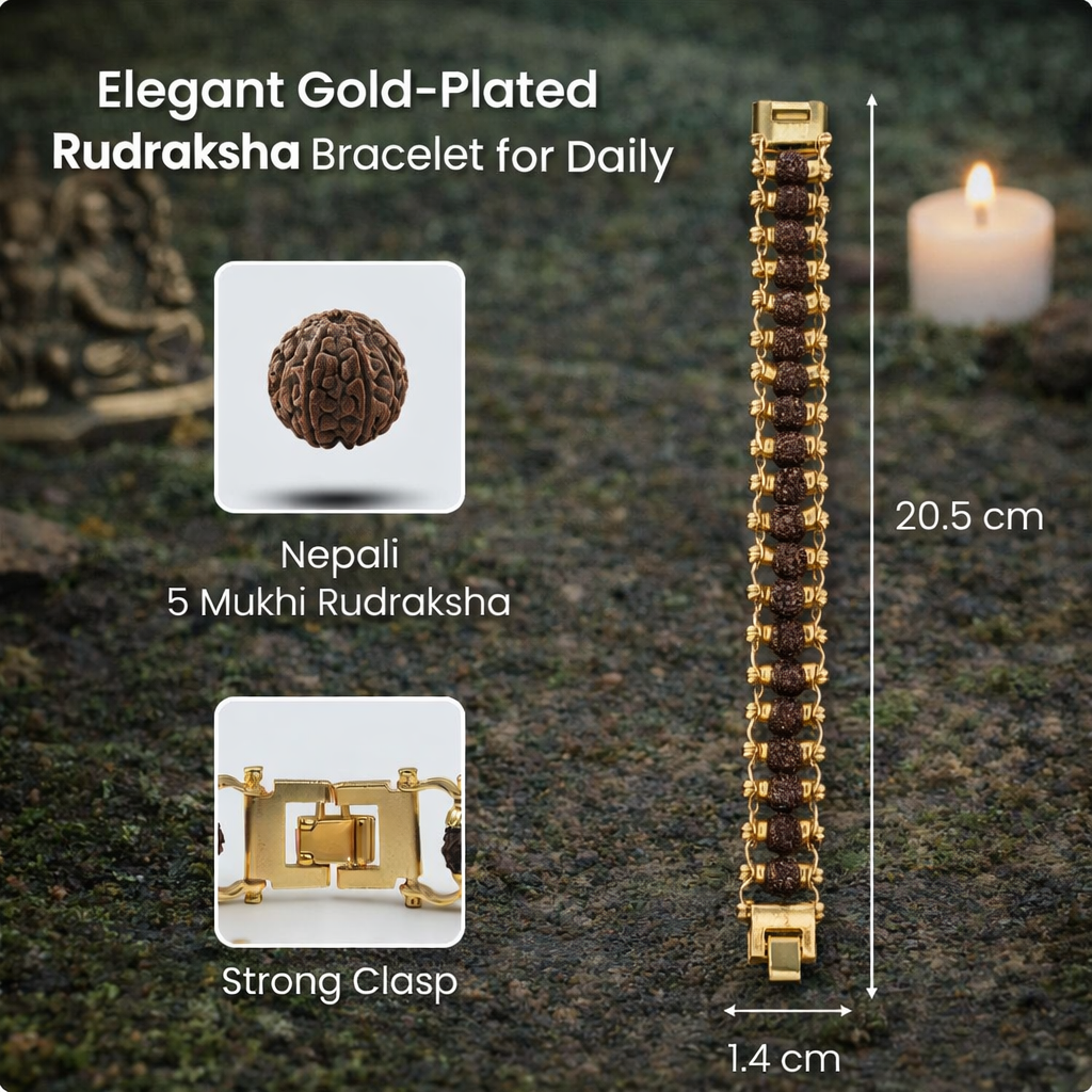Gold Plated Rudraksha Bracelet