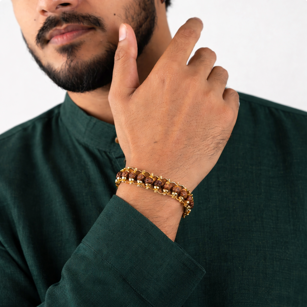 Gold Plated Rudraksha Bracelet