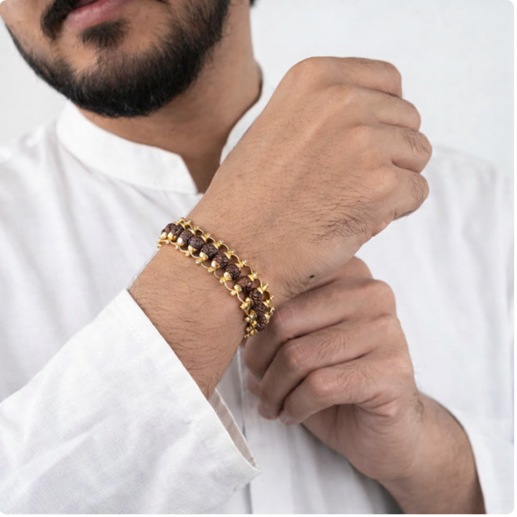 Gold Plated Rudraksha Bracelet