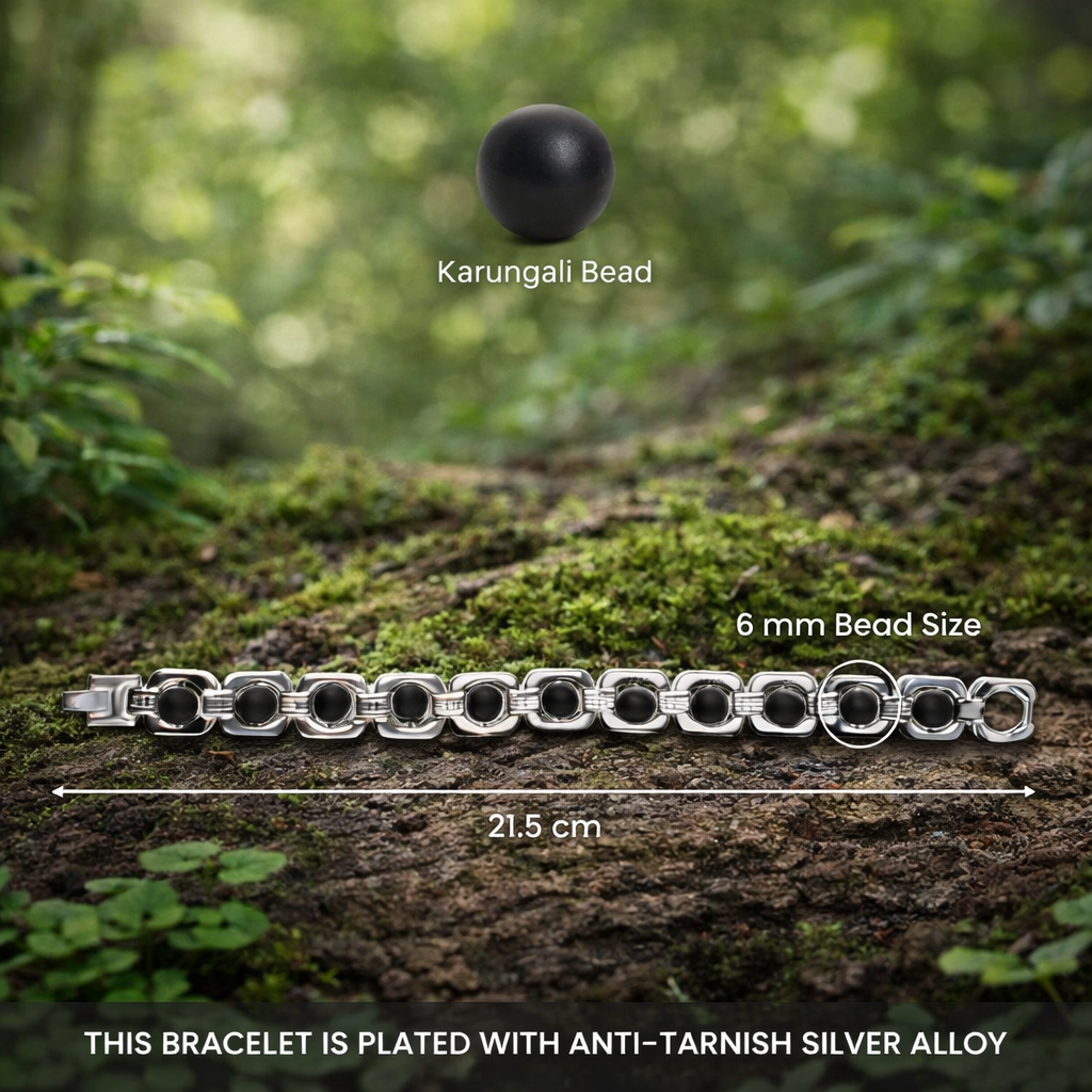 Metal Karungali Bracelet - Silver