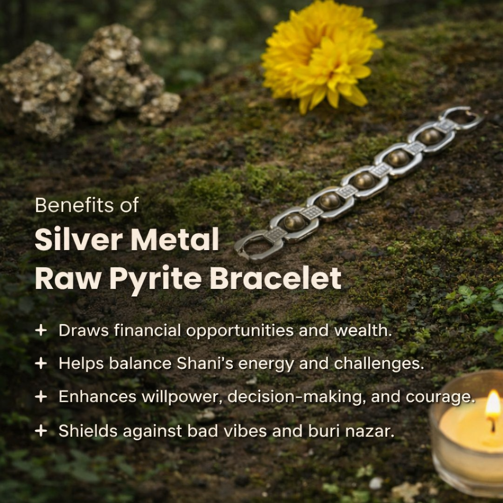 Metal Raw Pyrite Bracelet - Silver