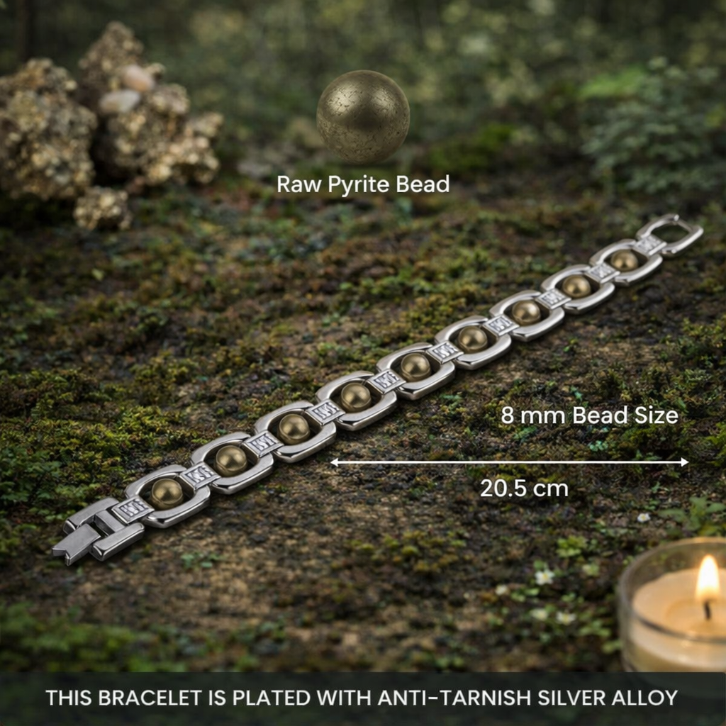 Metal Raw Pyrite Bracelet - Silver