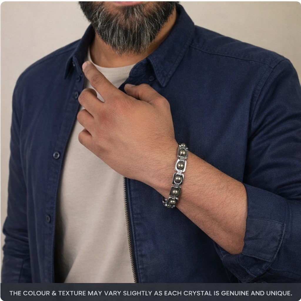 Metal Raw Pyrite Bracelet - Silver