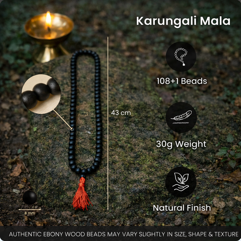 Karungali Malai (8mm) with 8mm Karungali Bracelet (Govt. Certified)