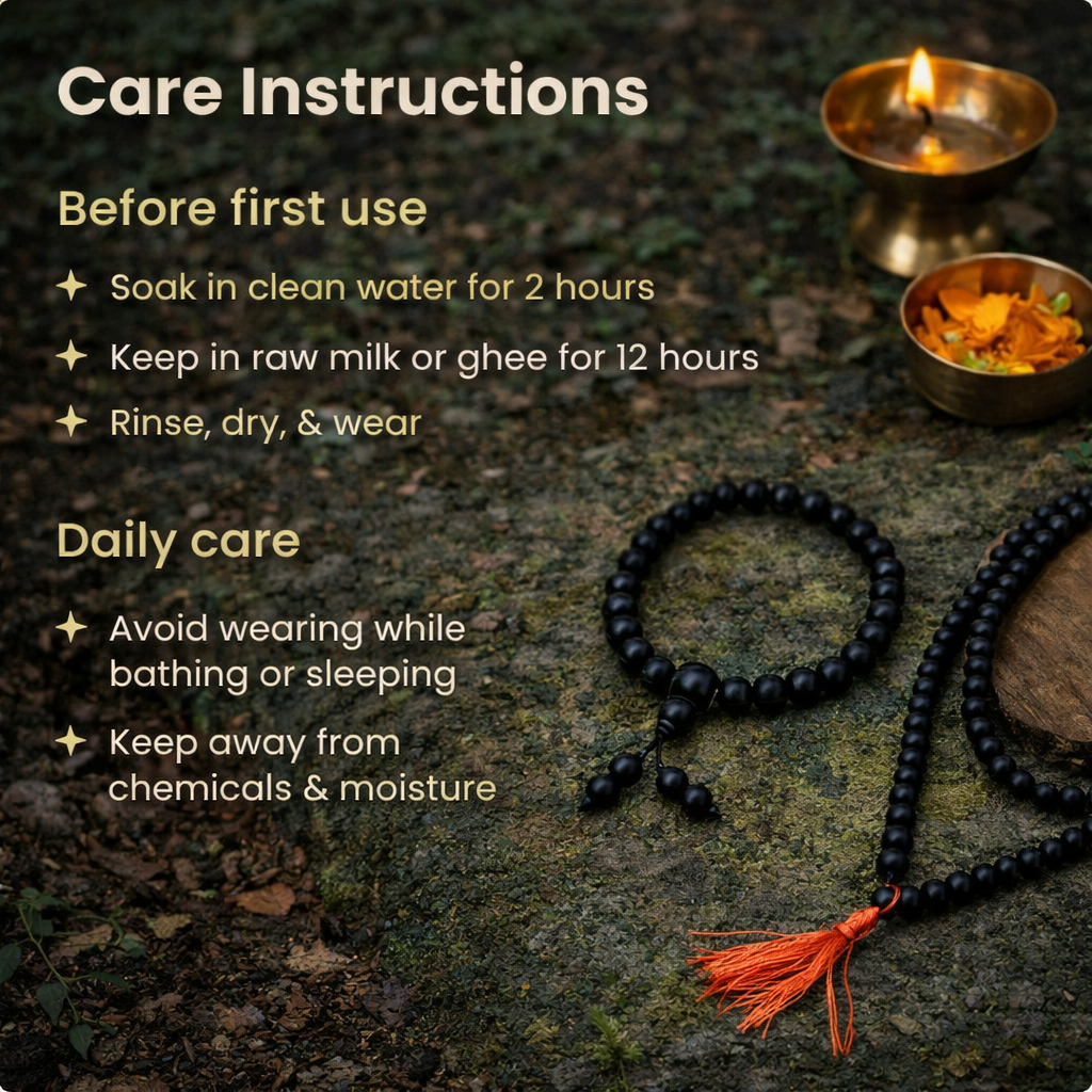 Karungali Malai (8mm) with 8mm Karungali Bracelet (Govt. Certified)