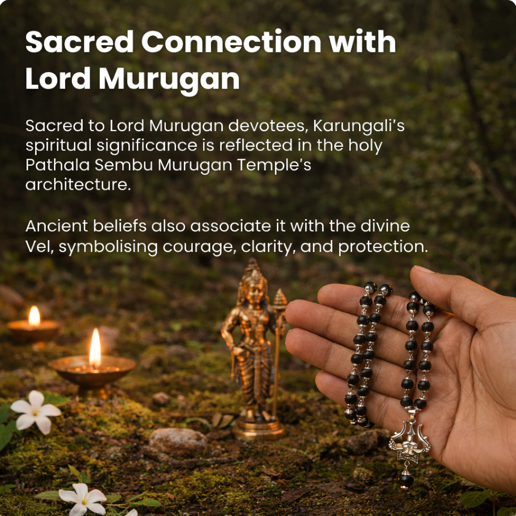Karungali Mala with Om Shiva Trishul Pendant