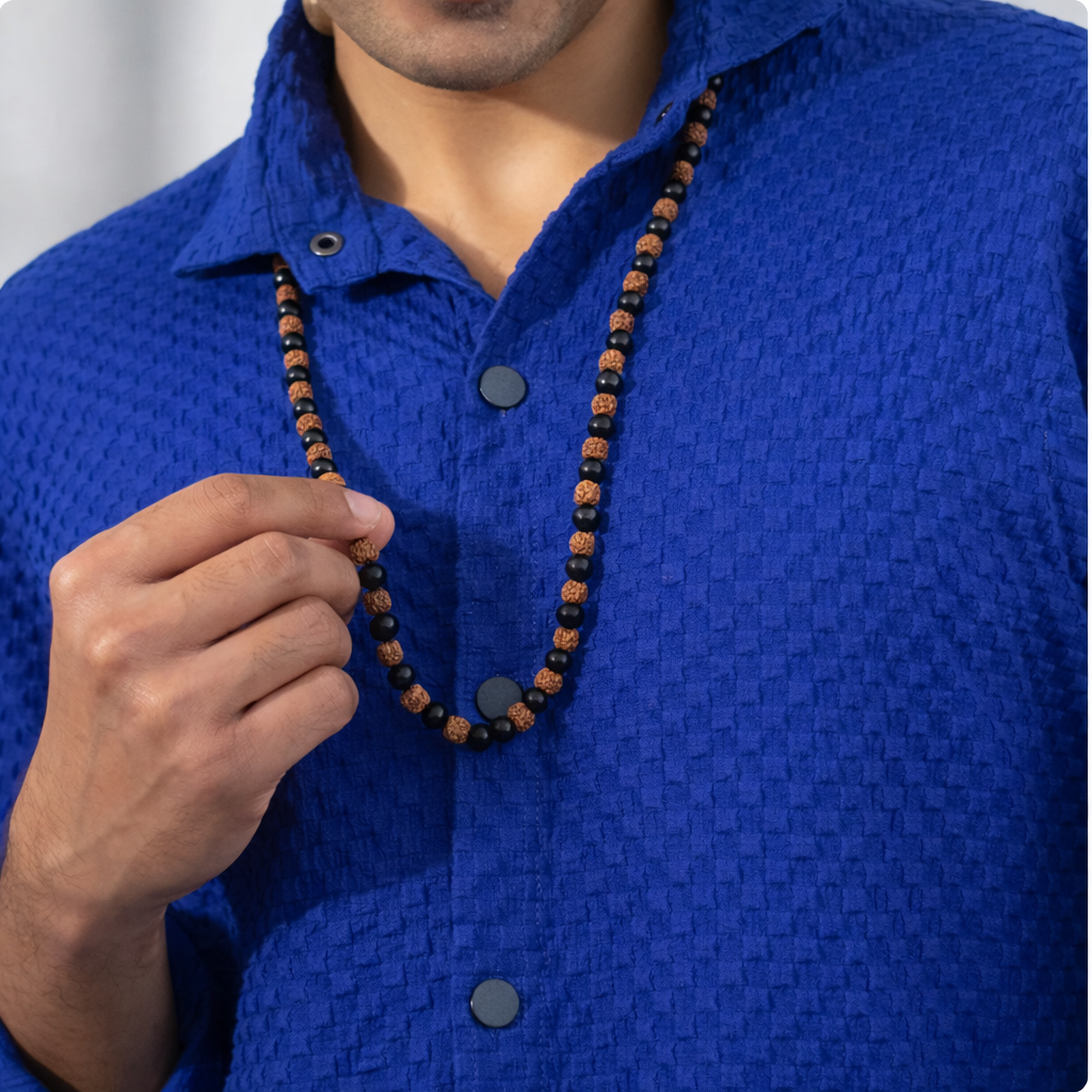 Divya Raksha Rudraksha & Karungali Mala 8mm - 108+1 Beads