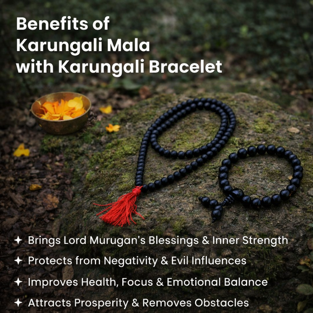 Karungali Family Protection Combo – Kids Karungali Mala (6mm) and 8mm Karungali Bracelet