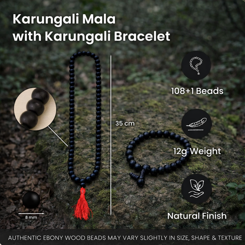 Karungali Family Protection Combo – Kids Karungali Mala (6mm) and 8mm Karungali Bracelet
