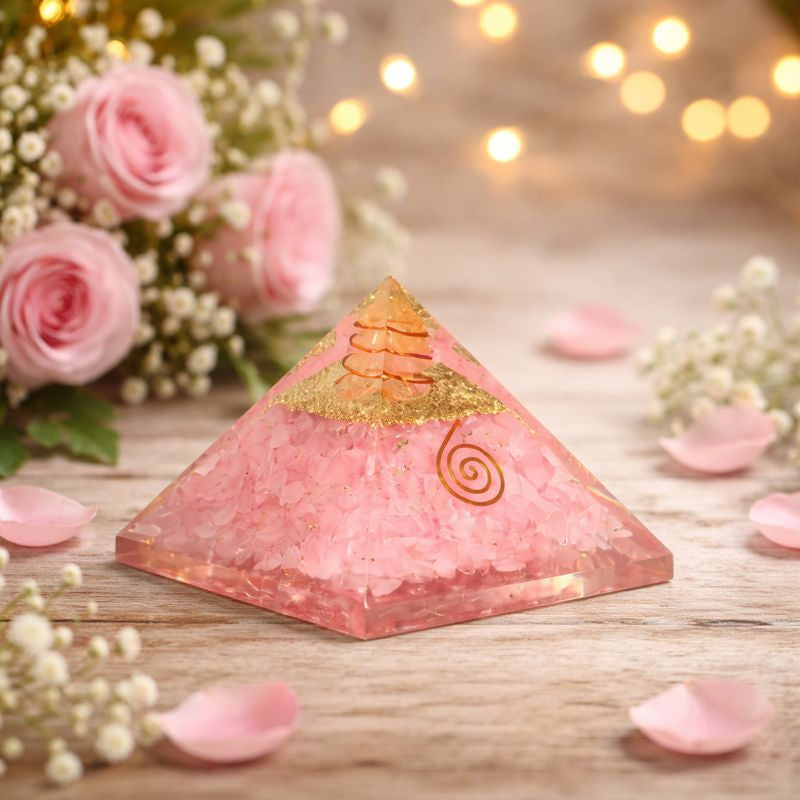 Love Attraction Pyramid – Orgonite Rose Quartz Energy Pyramid