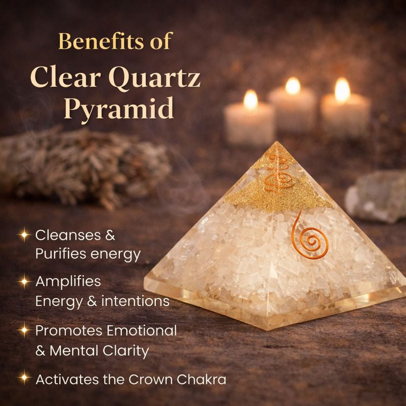 Clear Quartz Pyramid – Orgonite Master Healer Energy Pyramid