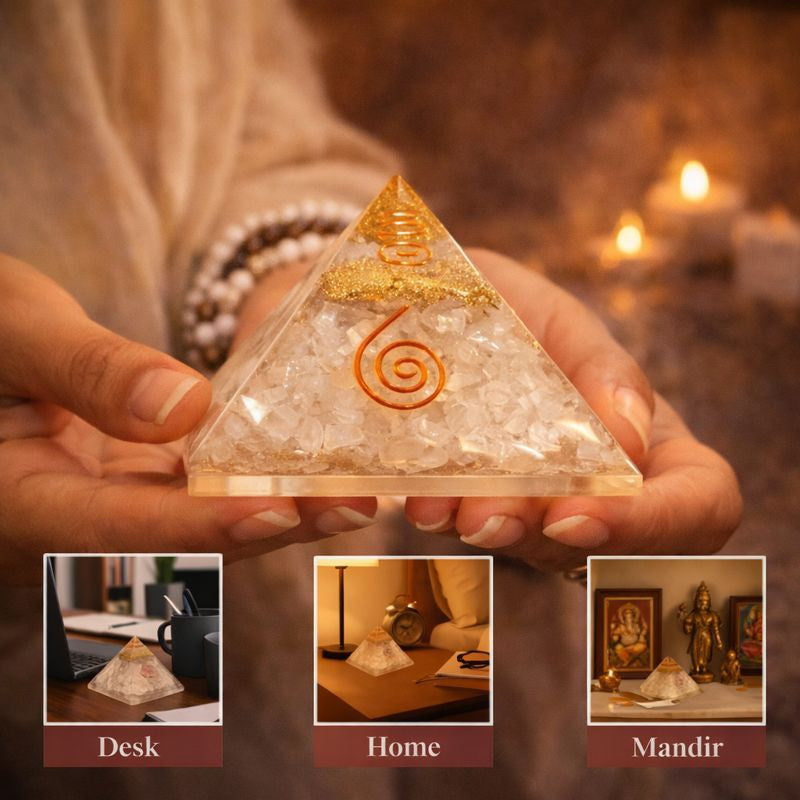 Clear Quartz Pyramid – Orgonite Master Healer Energy Pyramid