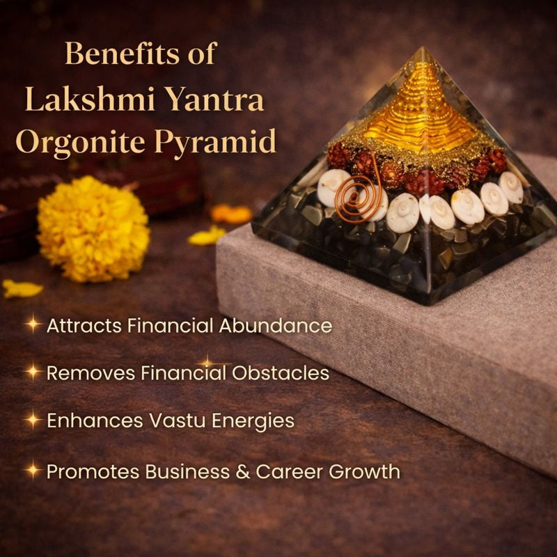 Lakshmi Yantra Pyramid with FREE Raw Pyrite Stone