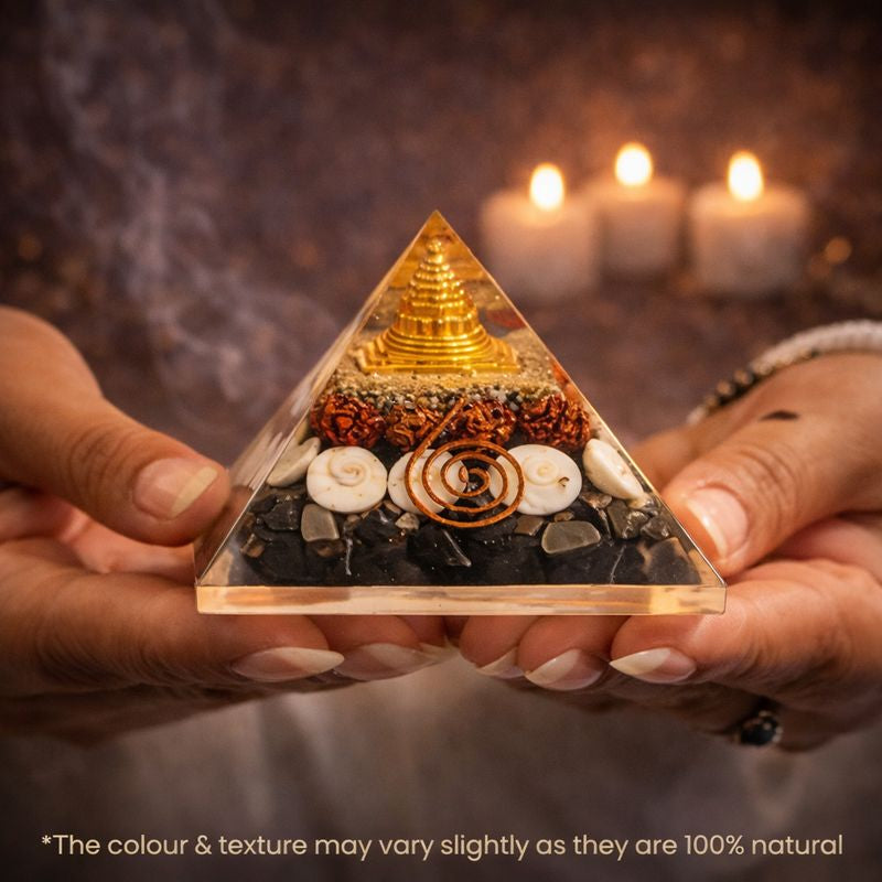 Lakshmi Yantra Pyramid with FREE Raw Pyrite Stone
