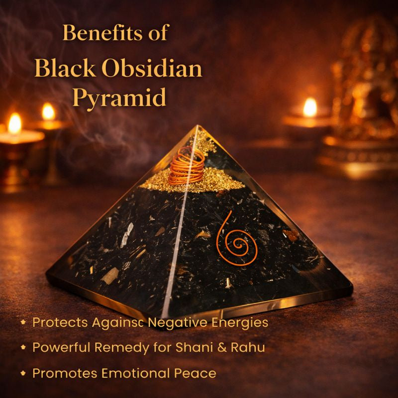 Black Obsidian Pyramid – Orgonite Protection & Grounding Pyramid