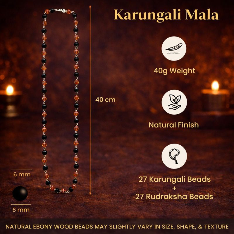 Divya Raksha Rudraksha & Karungali Mala with Silver Capping