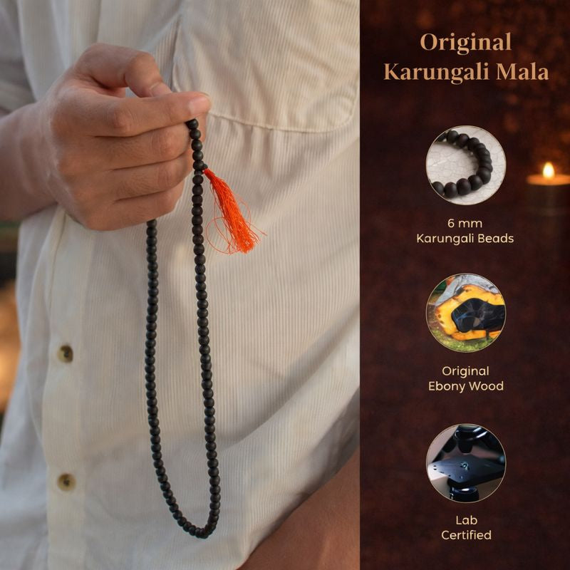 Karungali Malai 6mm for Kids (108+1 Beads) Original Ebony Wood