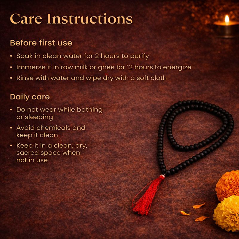 Karungali Malai 6mm for Kids (108+1 Beads) Original Ebony Wood
