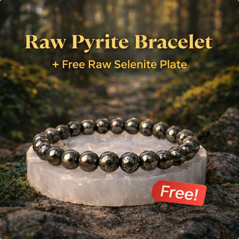 Raw Pyrite Bracelet with FREE Raw Selenite Plate