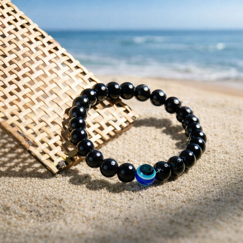 Evil Eye Bracelet with Black Obsidian