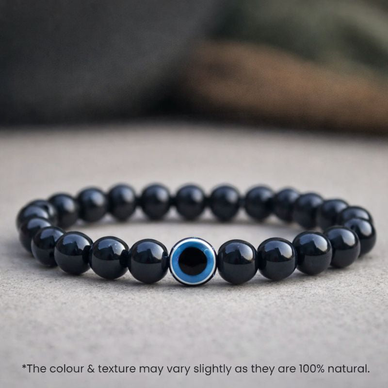Evil Eye Bracelet with Black Obsidian