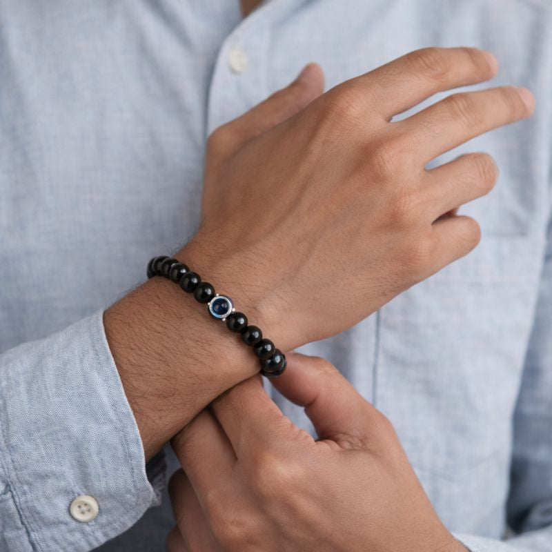 Evil Eye Bracelet with Black Obsidian