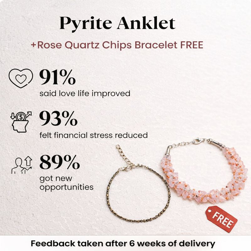 Pyrite Anklet with FREE Rose Quartz Chips Bracelet