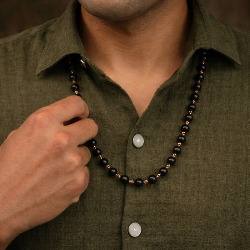 Karungali Malai with Copper Wire – 8mm (54+1 Beads)