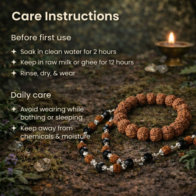 Divya Raksha Rudraksha & Karungali Mala with FREE 7 Mukhi Rudraksha Bracelet