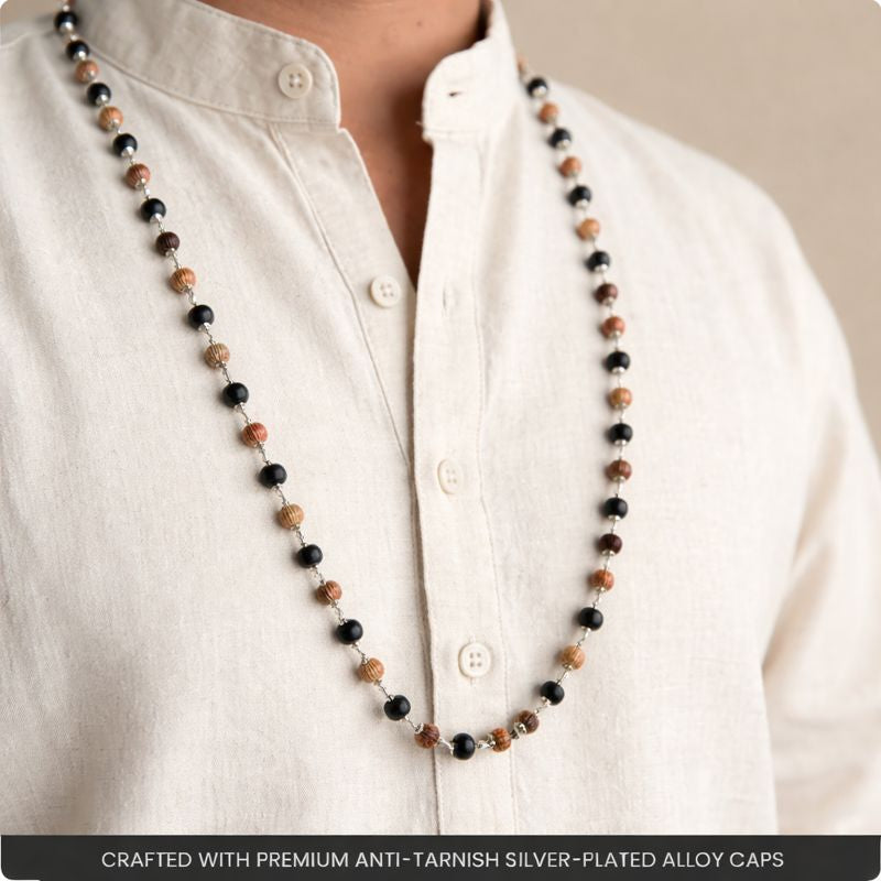 Divya Raksha Rudraksha & Karungali Mala with FREE 7 Mukhi Rudraksha Bracelet