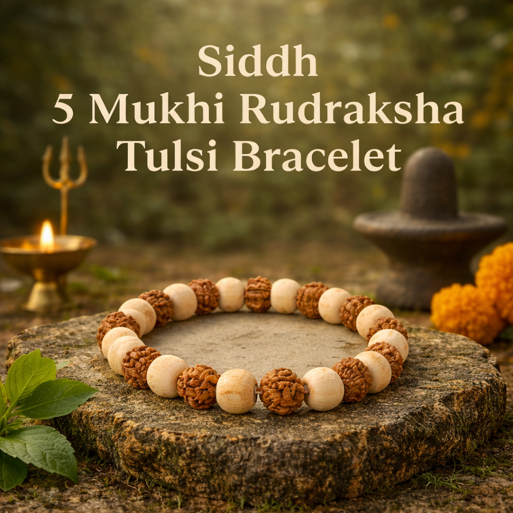 Kashi Siddh 5 Mukhi Rudraksha Tulsi Bracelet