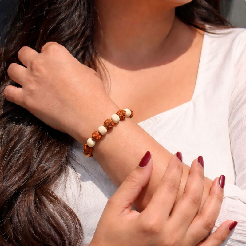 Kashi Siddh 5 Mukhi Rudraksha Tulsi Bracelet