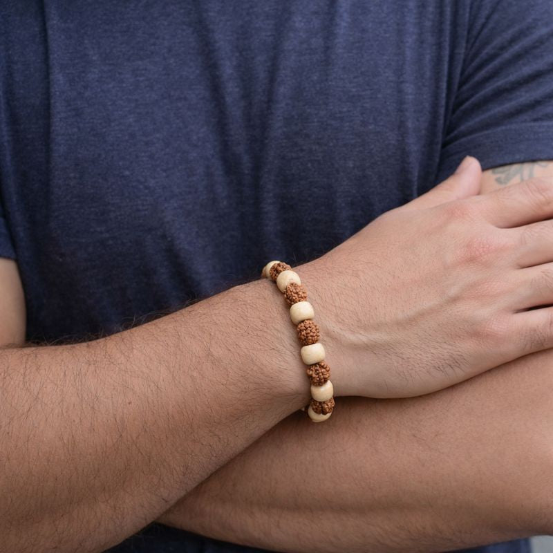Kashi Siddh 5 Mukhi Rudraksha Tulsi Bracelet
