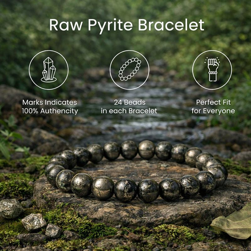 Maha Lakshmi Siddh Raw Pyrite Bracelet with FREE Raw Selenite Plate