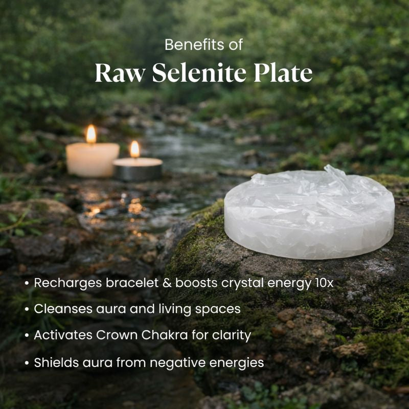 Maha Lakshmi Siddh Raw Pyrite Bracelet with FREE Raw Selenite Plate
