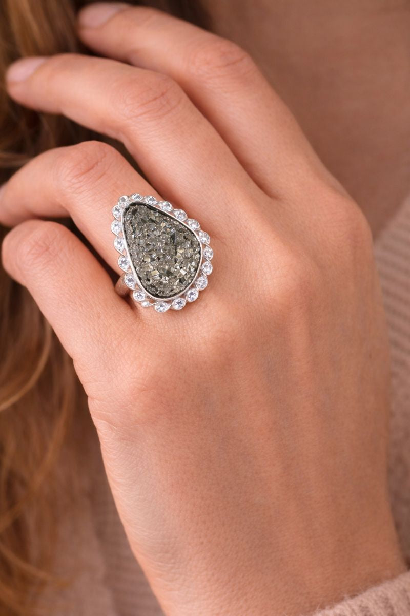 Protective Cosmic Energy Pyrite Ring