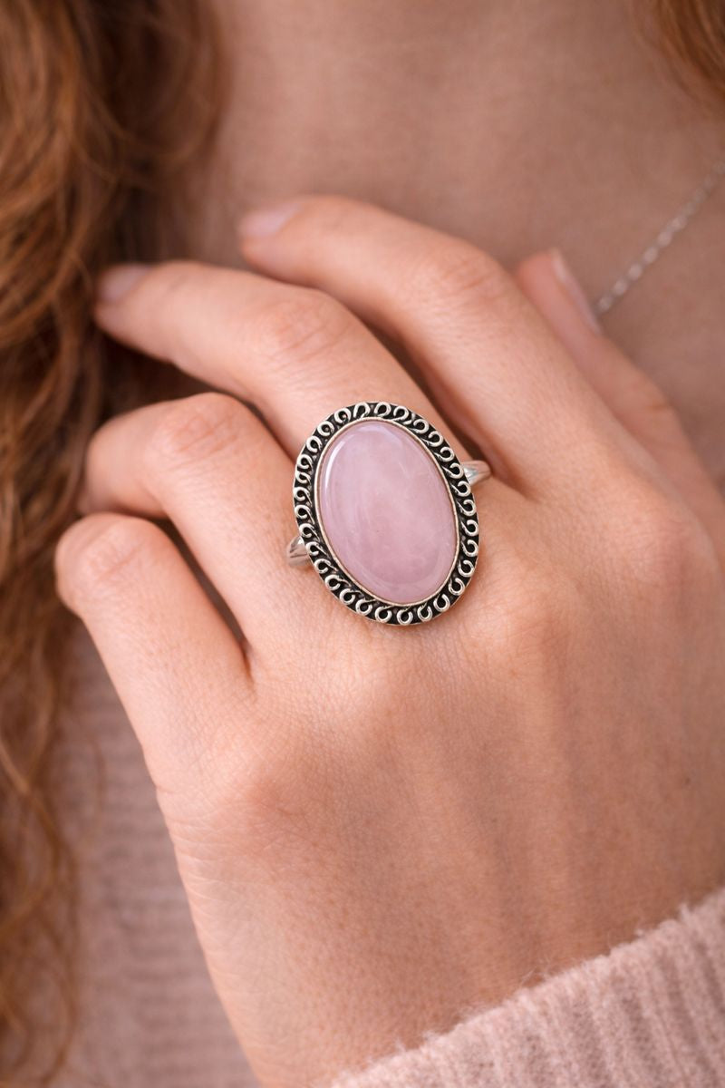 Rose Quartz Ring Adjustible