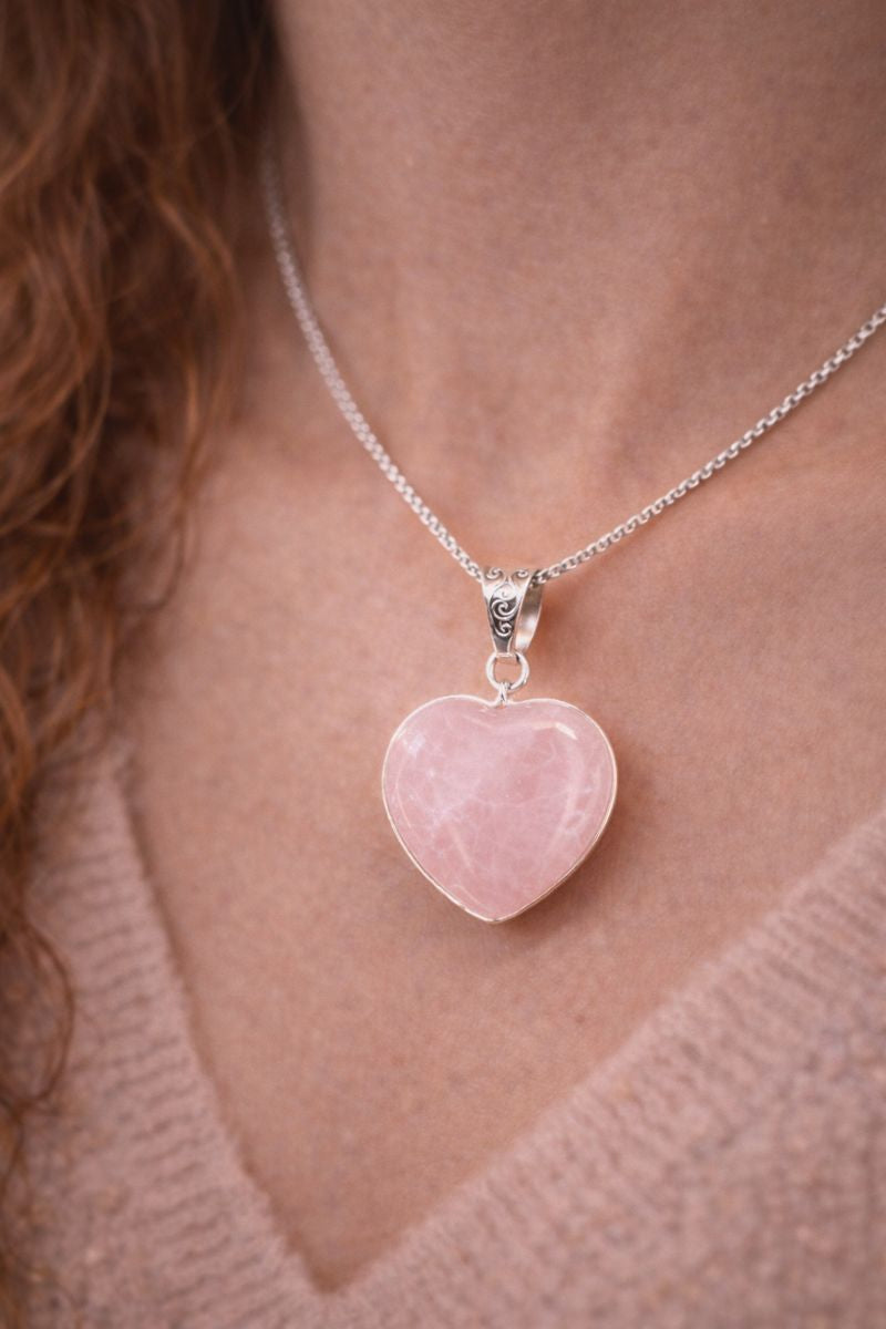 Attract Love Rose Quartz Heart Pendant