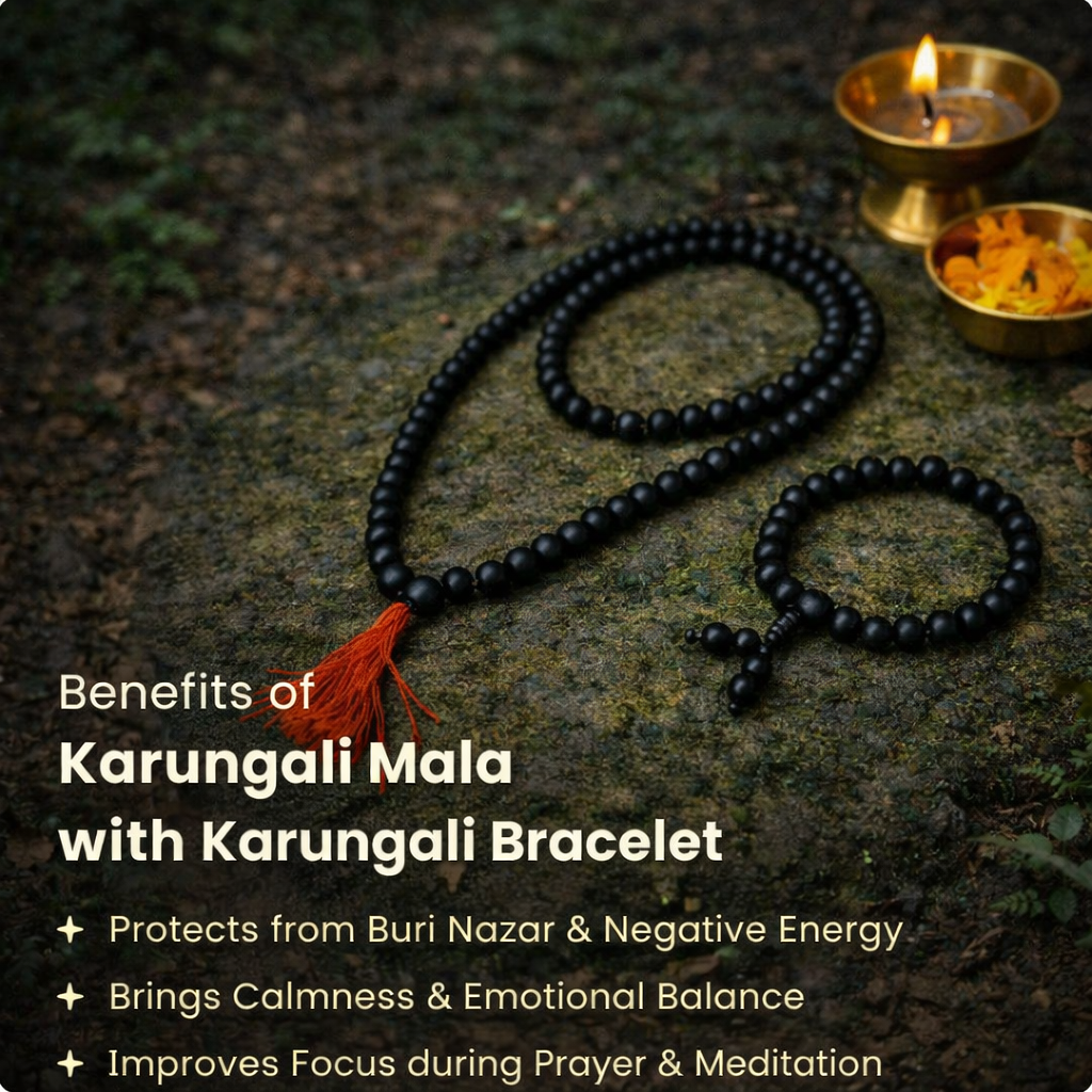Karungali Malai (8mm) with 8mm Karungali Bracelet (Govt. Certified)