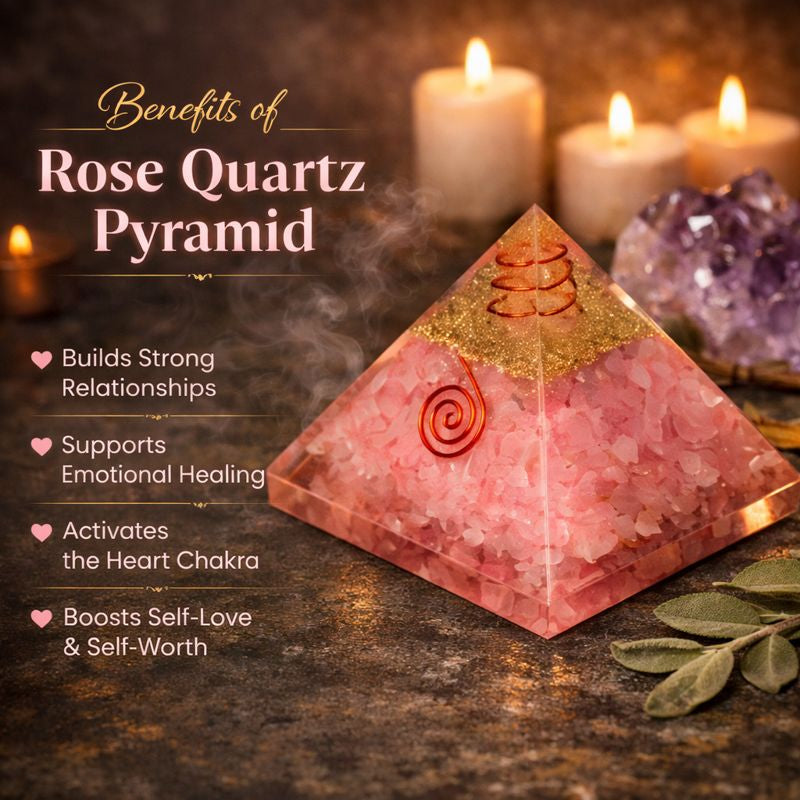 Love Attraction Pyramid – Orgonite Rose Quartz Energy Pyramid