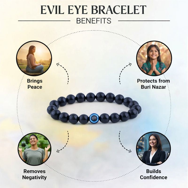 Evil Eye Bracelet with Black Obsidian