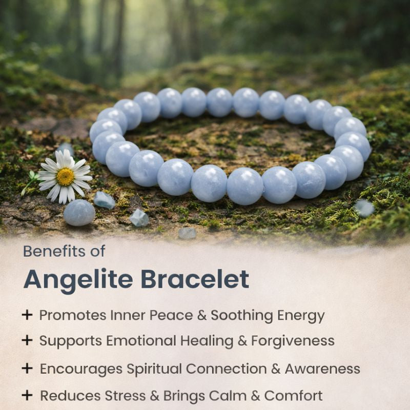 Angelite Bracelet for Communication , Peace, Harmony and Angelic connection