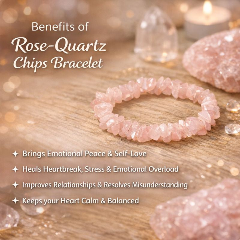 Rose Quartz Chips Bracelet Stretchable
