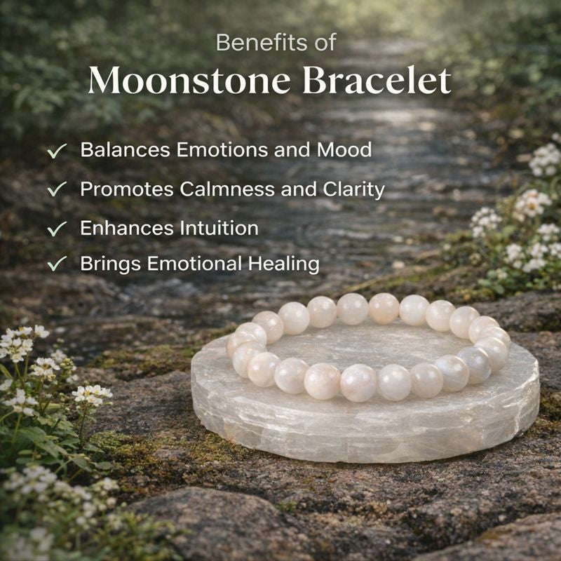 Moonstone Bracelet with FREE Raw Selenite Plate